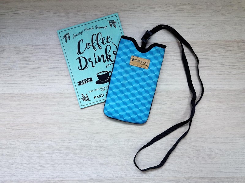 Tainada Men Women Neoprene Shockproof Phone Sleeve Pouch Carrying Case with Neck Lanyard, Belt Loop Holster for iPhone 17/16 Pro Max, Air, 16 Plus, Samsung S25+, S24 (Geometric Pattern Turquoise) - Image 3